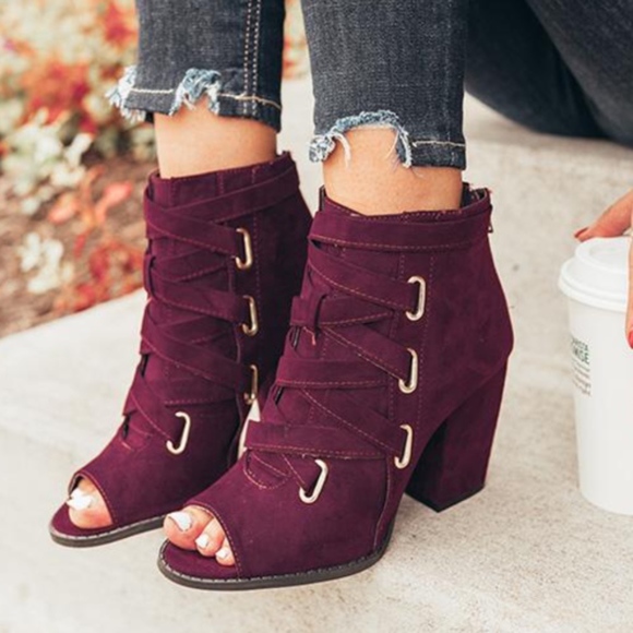 Shoes - NYA Lace up Bootie - WINE